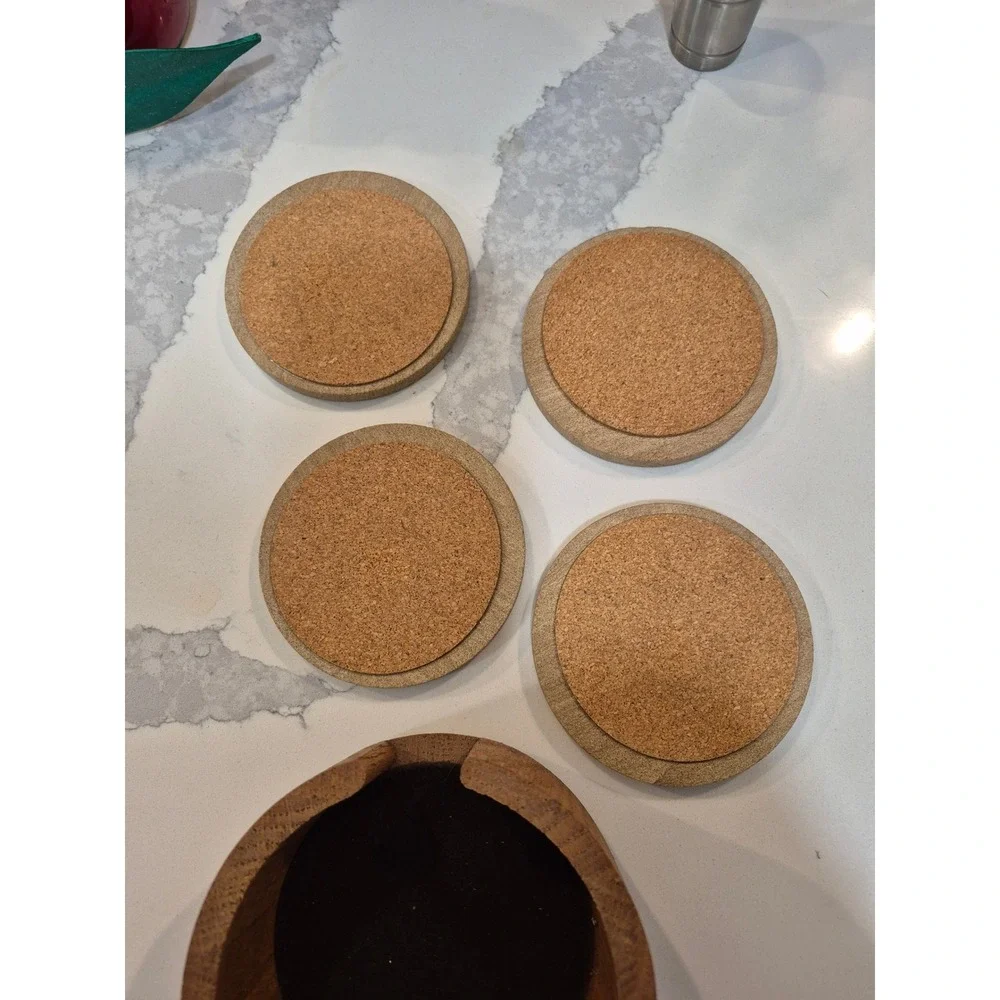 Vintage Coasters Set of‎ 4 with wooden Holder Bass Fish Design